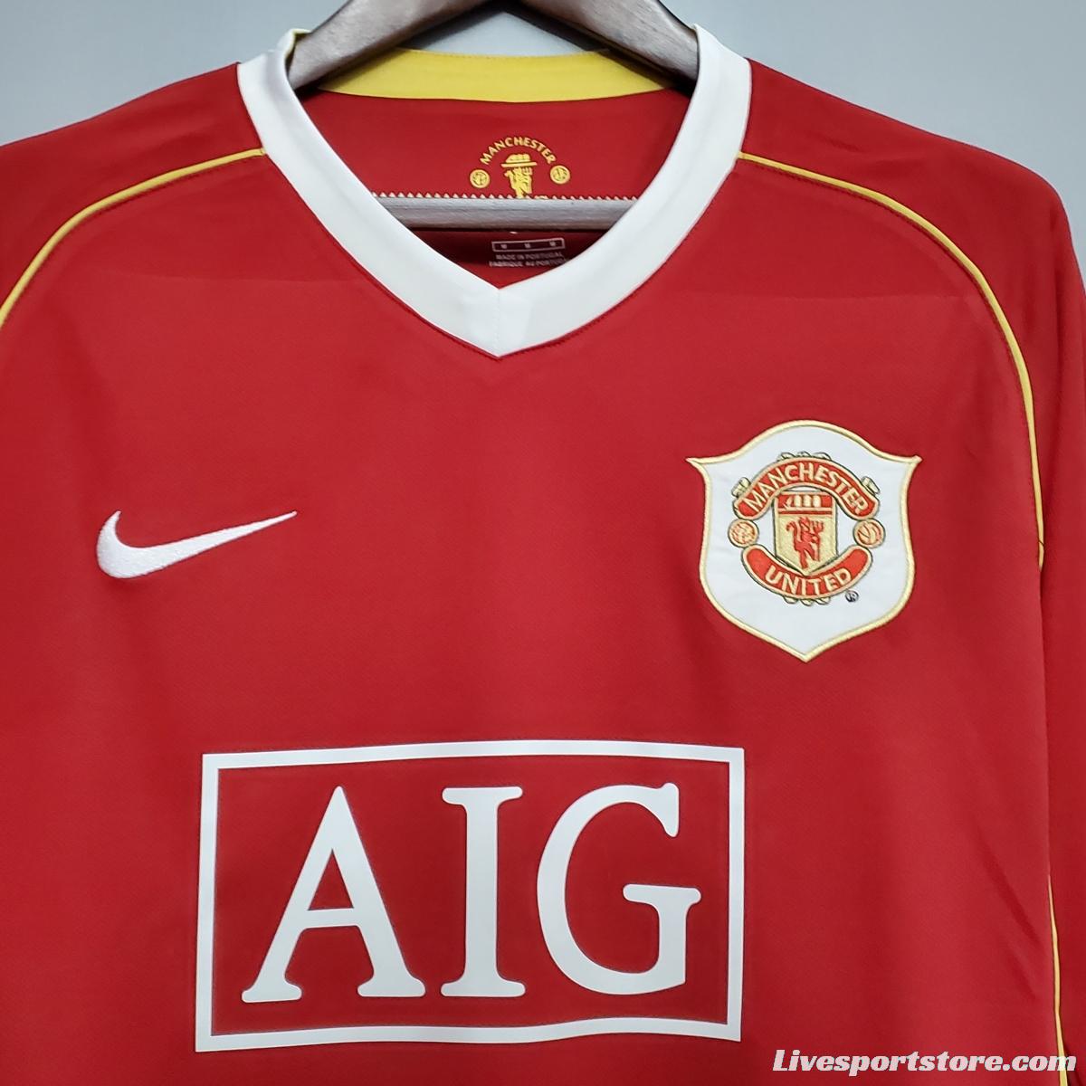 Retro 06/07 Manchester United Long sleeve home Soccer Jersey