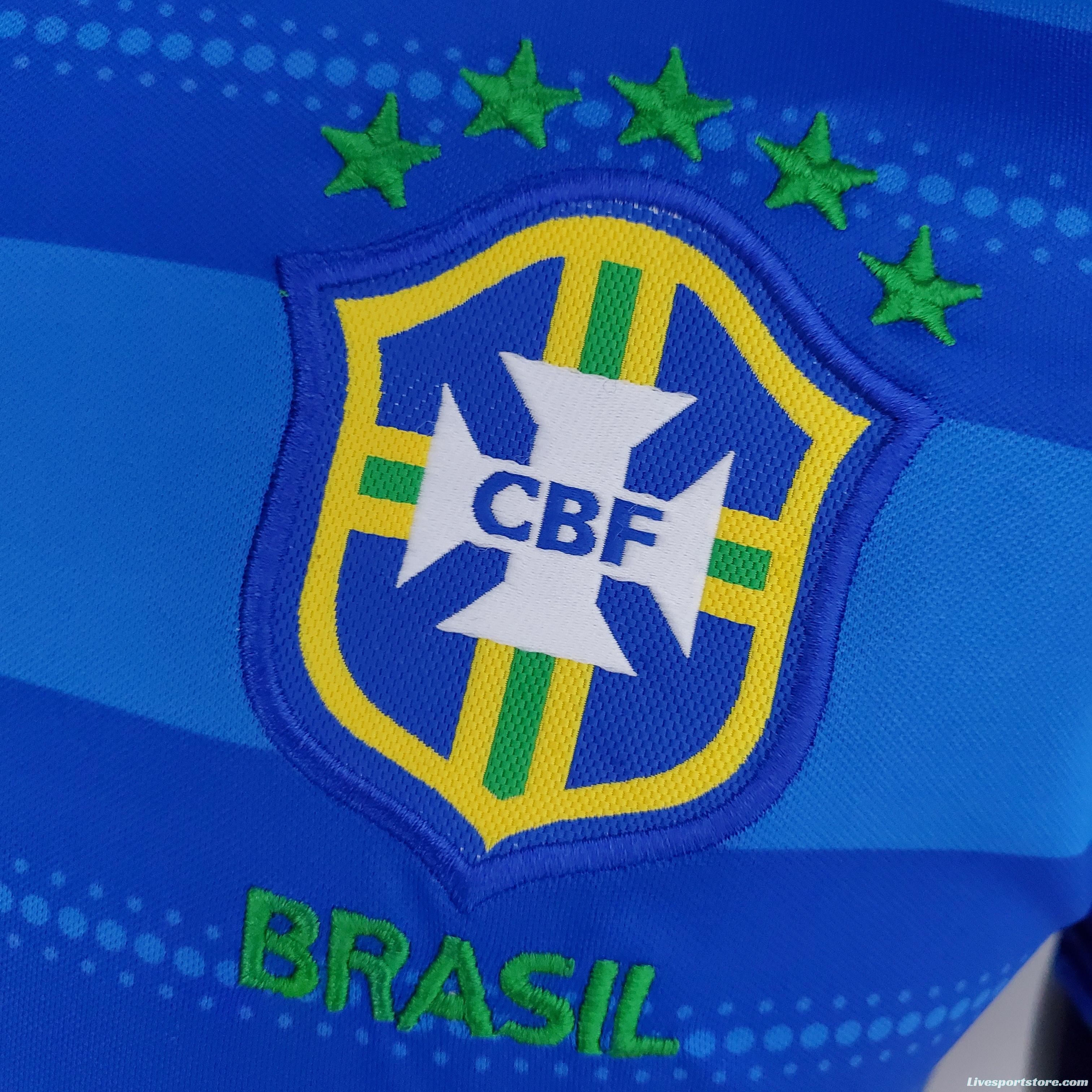 Brazil POLO Blue Stripe Soccer Jersey