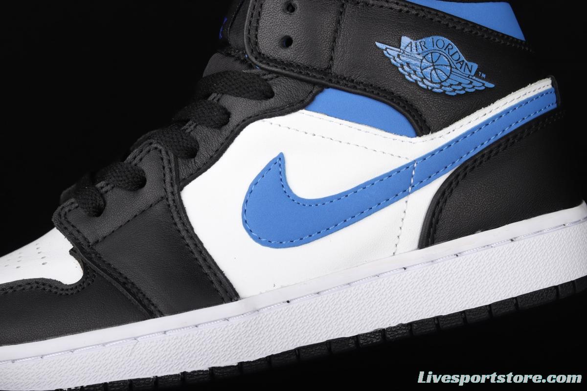 Air Jordan 1 Mid black, white and blue panda cultural basketball shoes 554725-140