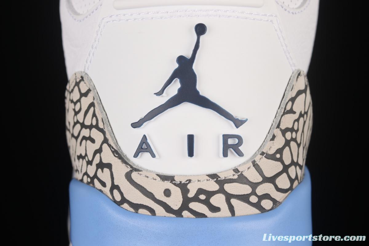 Air Jordan 3 UNC AJ3 Joe 3 North Carolina blue white burst blue crack in the basketball shoes CT8532-104