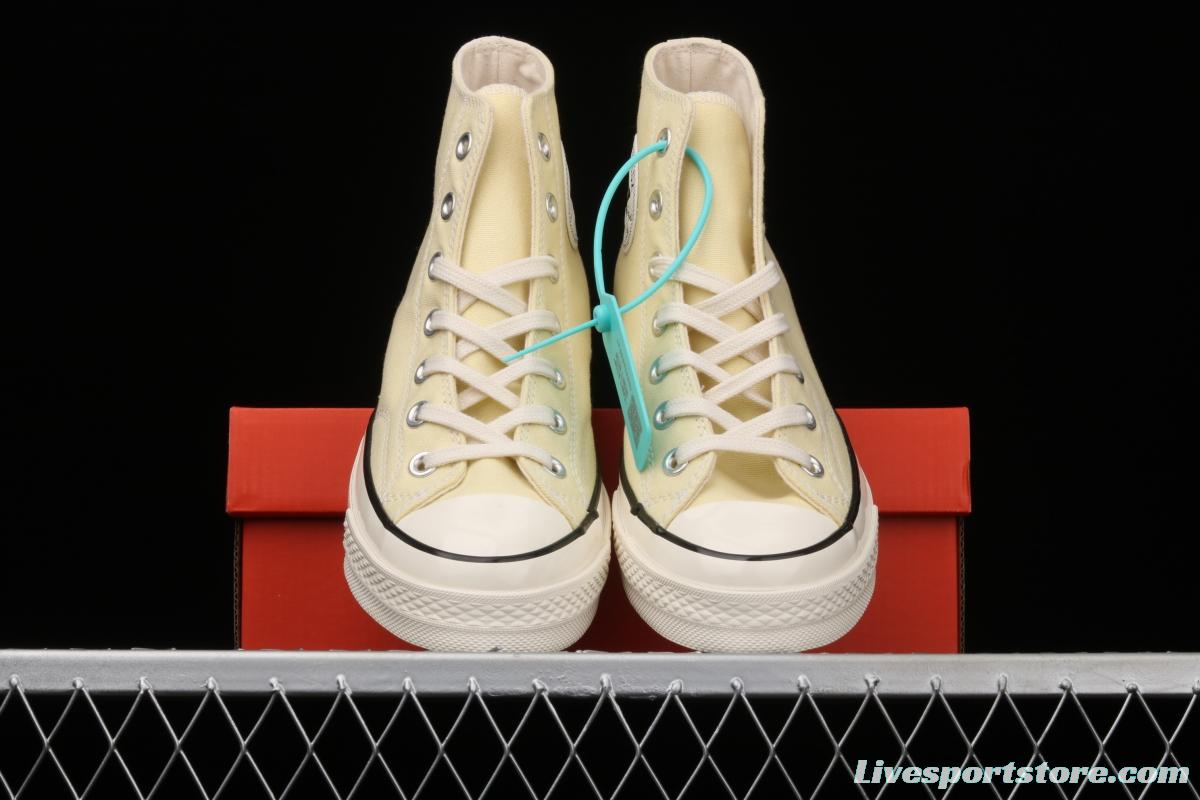 Converse 70s spring new color environmental protection cream yellow high top leisure board shoes 170795C