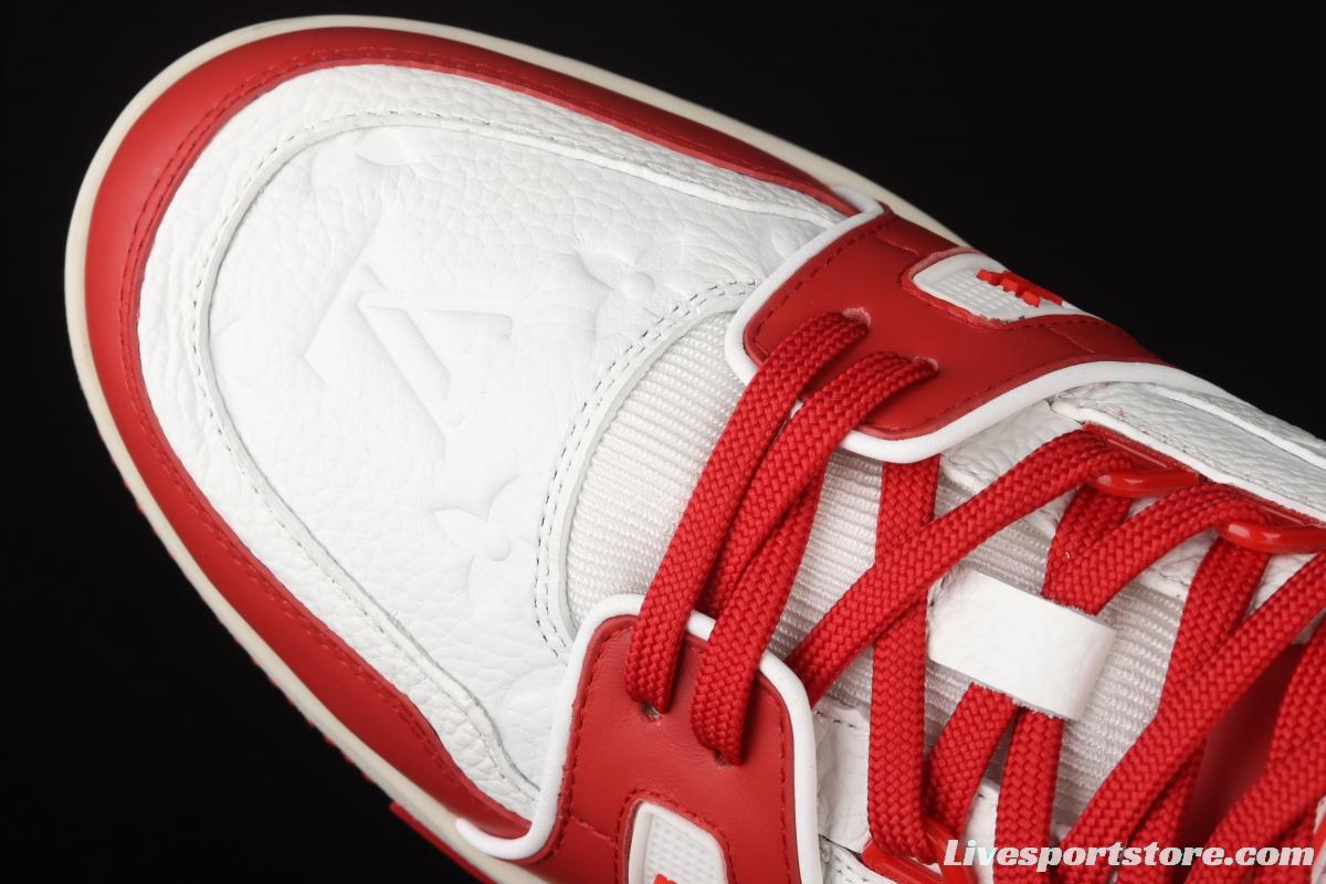 Authentic LV 2021ss early spring fashion catwalk sneakers 410N RED WHITE