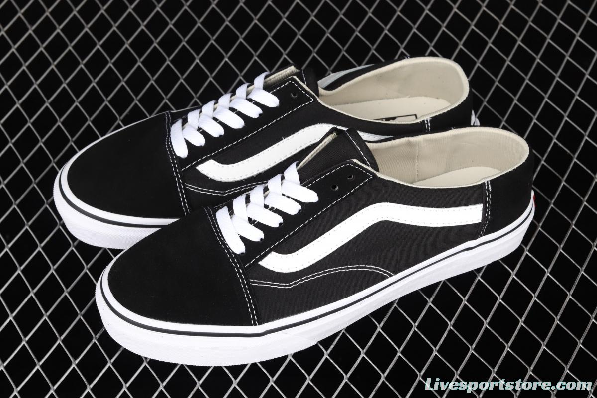 Vans Old Skool black and white low gang classic semi-drag Loafers Shoes VN0A3MUS6BT