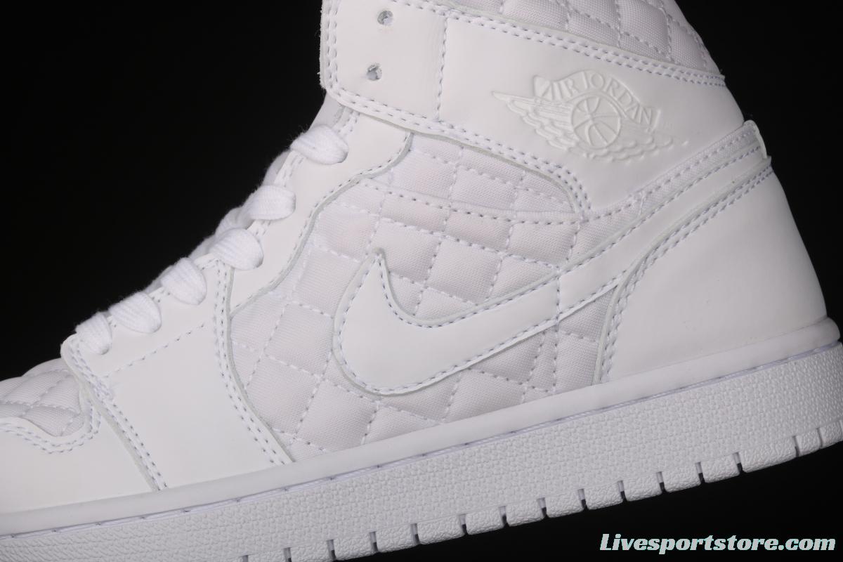 Air Jordan 1 Mid Quilted White Little Chanel Leisure Sport Board shoes DB6078-100