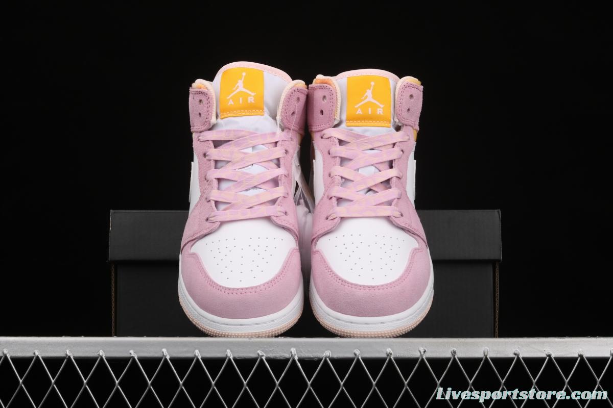 Air Jordan 1 Mid Junior Women's Powder Zhongbang Basketball shoes DC9517-600