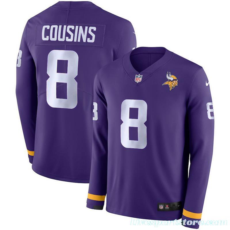 Men's Kirk Cousins Purple Therma Long Sleeve Player Limited Team Jersey