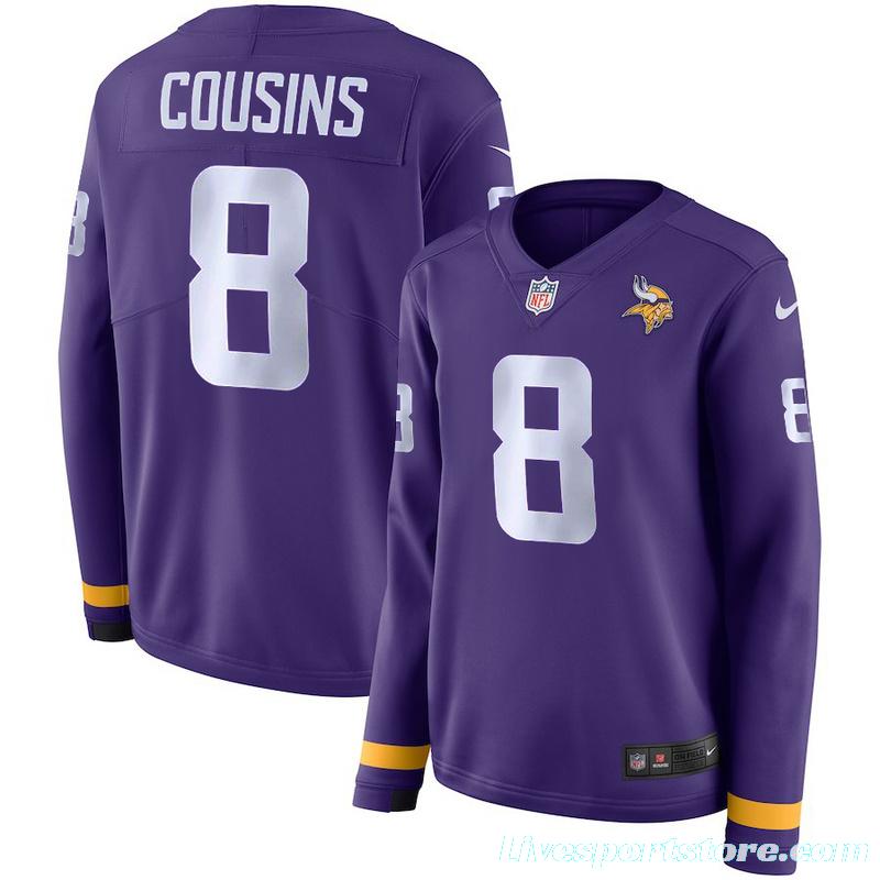 Women's Kirk Cousins Purple Therma Long Sleeve Player Limited Team Jersey