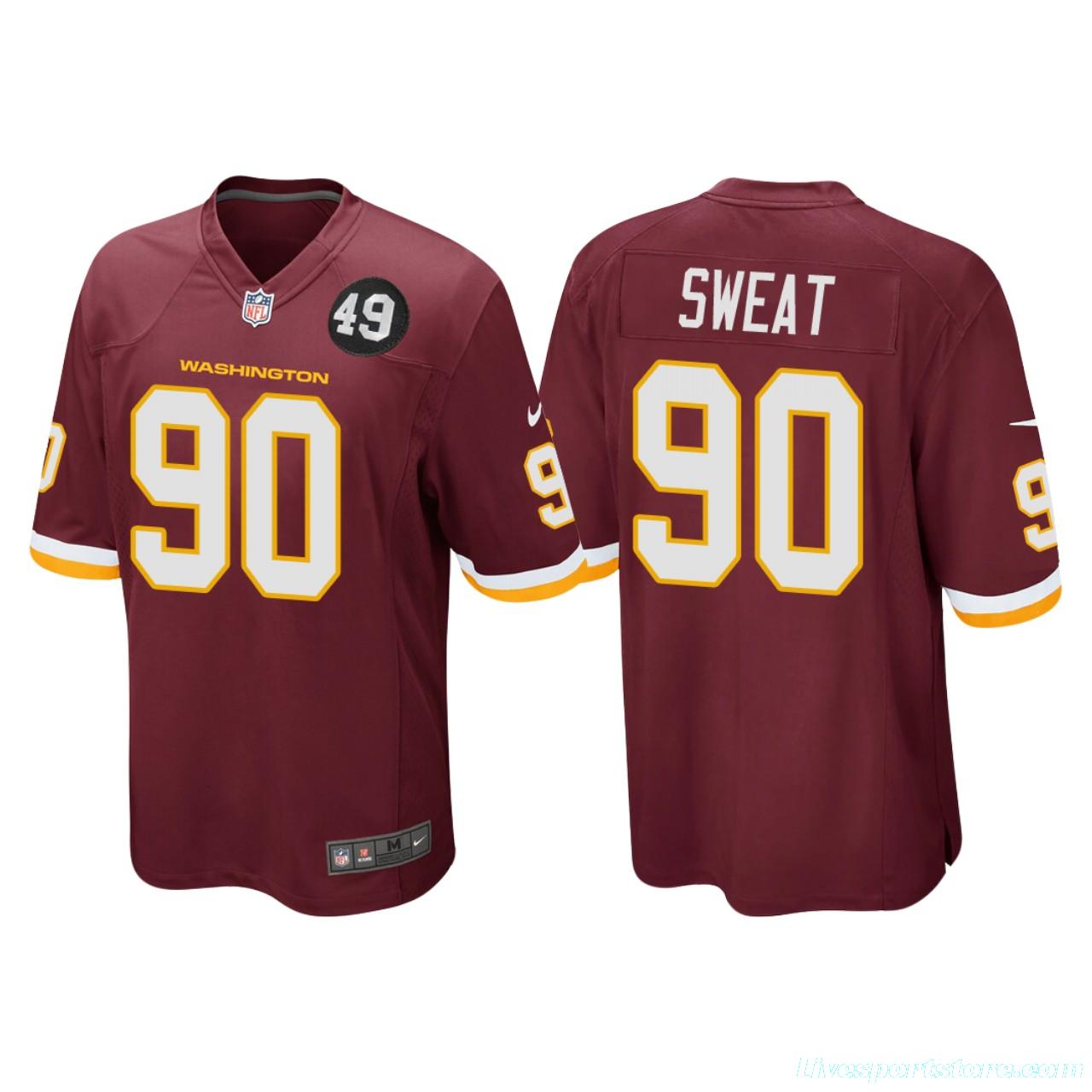 Men's #90 Montez Sweat Burgundy Bobby Mitchell Uniform Patch Player Limited Team Jersey