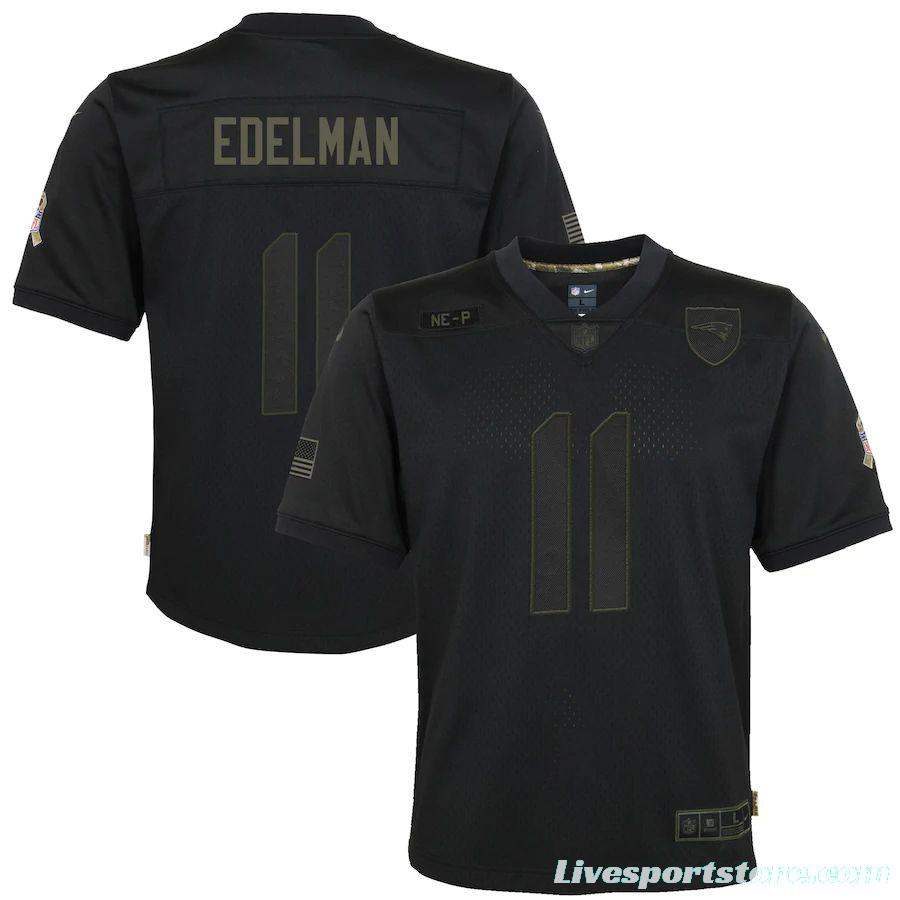 Youth Julian Edelman Black 2020 Salute to Service Player Limited Team Jersey