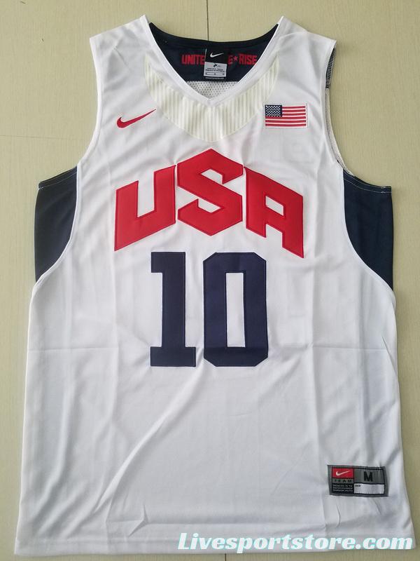 Kobe Bryant 10 White USA Basketball Jersey