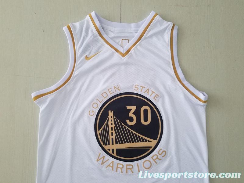 Stephen Curry 30 White Golden Edition Jersey