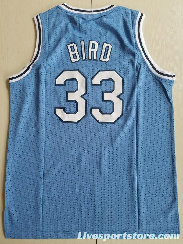 Larry Bird 33 Indiana State College Light Blue Basketball Jersey