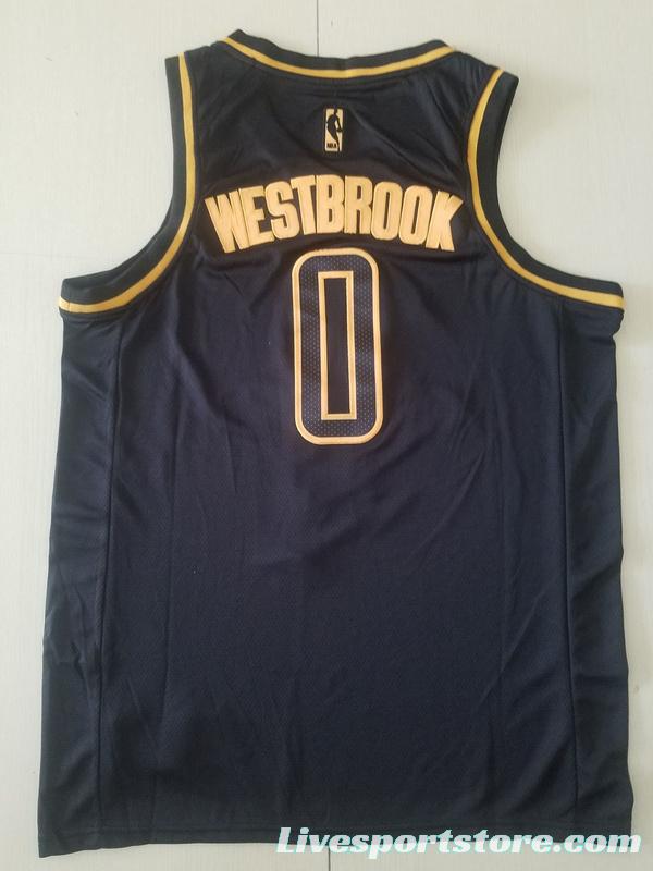 Russell Westbrook 0 Black Golden Edition Jersey