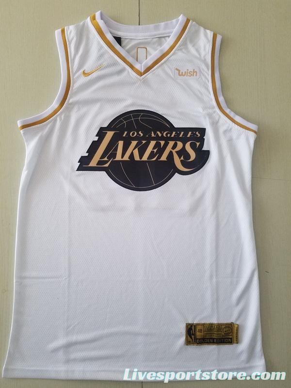 LeBron James 23 White Golden Edition Jersey