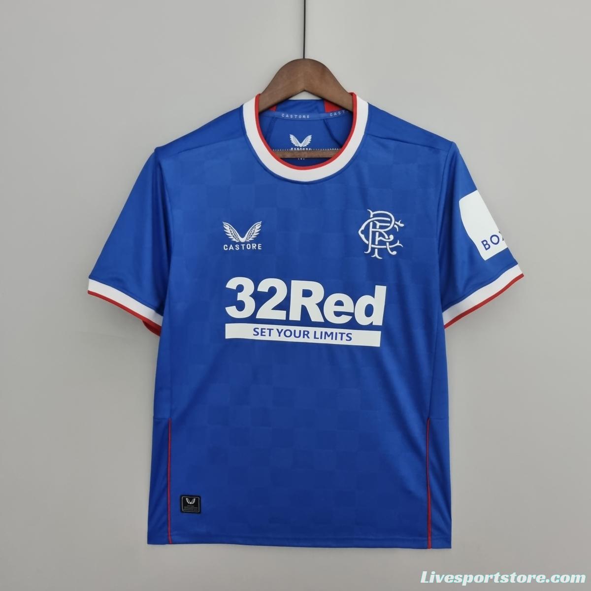 22/23 Rangers home Soccer Jersey