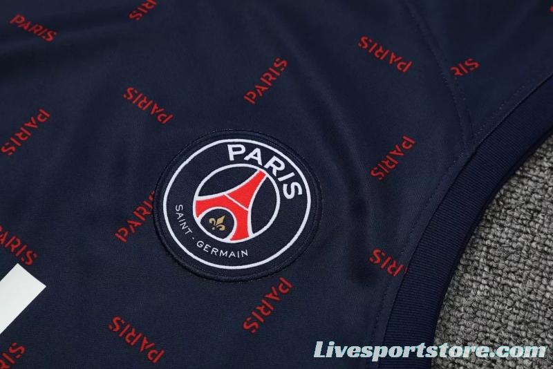 22/23 PSG Pre-match Training Jersey Royal Blue Spotted Vest