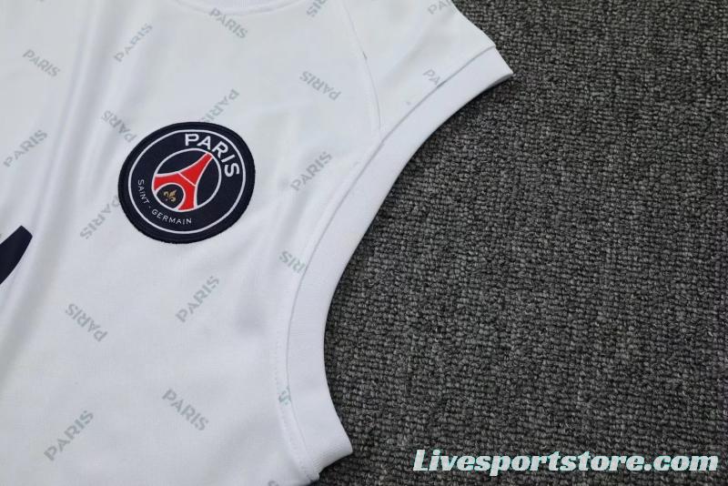 22/23 PSG Pre-Game Training Jersey White Spotted Vest