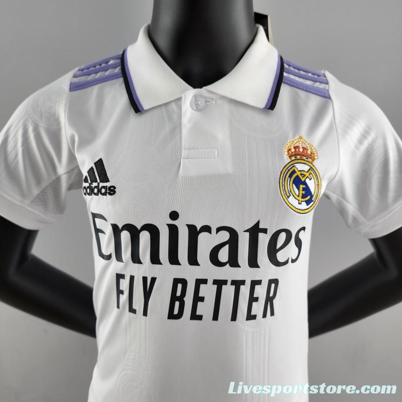 22/23 Kids Kit Real Madrid Home Size：16-28 Soccer Jersey