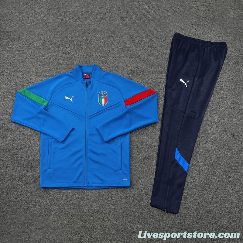 2022 Italy Blue Full Zipper Jacket+Long Pants