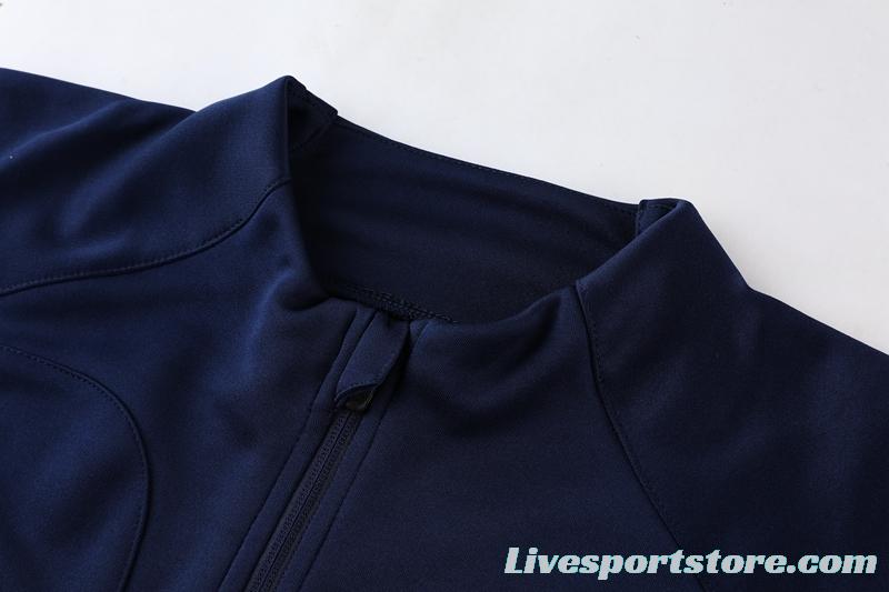 2022 France Navy Full Zipper Jacket+Long Pants