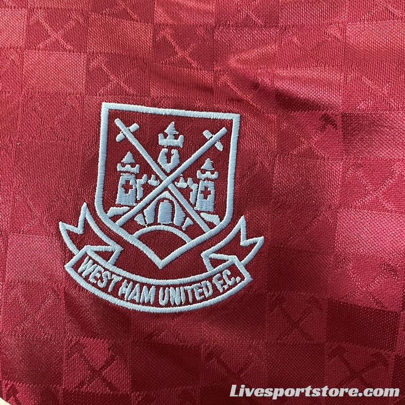 Retro 89/90 West Ham home Soccer Jersey