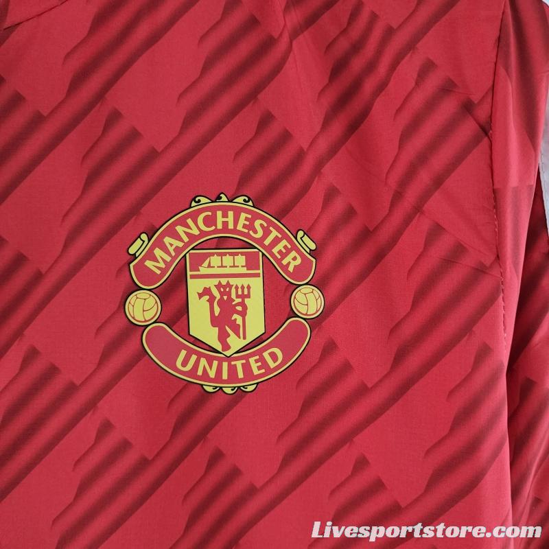 2022 Manchester United Windbreaker Red White Edge