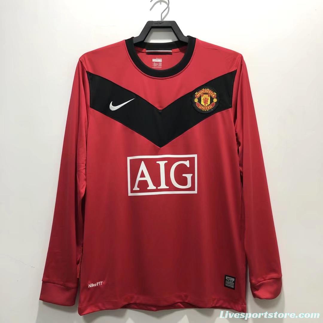 Retro 09/10 Long Sleeve Manchester United Home Soccer Jersey