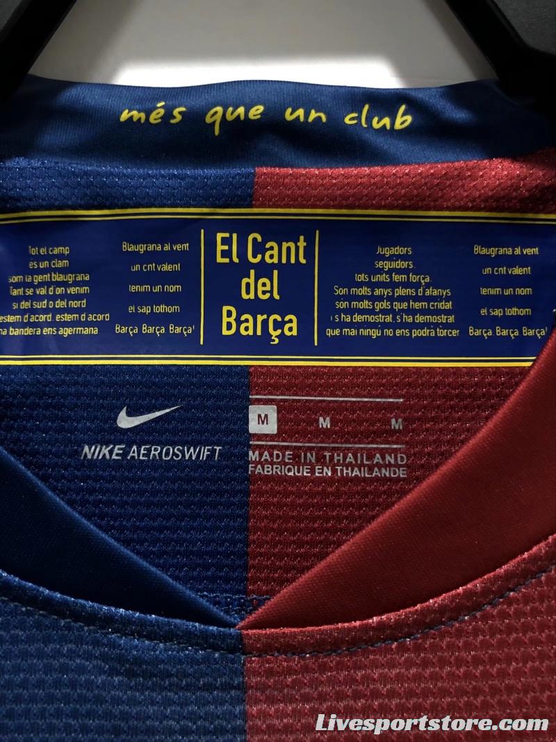 Retro 08/09 Long SLeeve Barcelona Home Champions Version Soccer Jersey