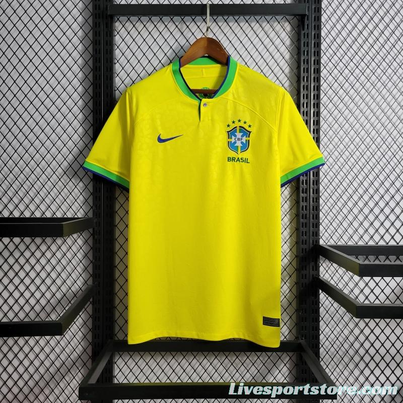 2022 Brazil Home National Team World Cup Soccer Jersey With Special Dragon Namesets