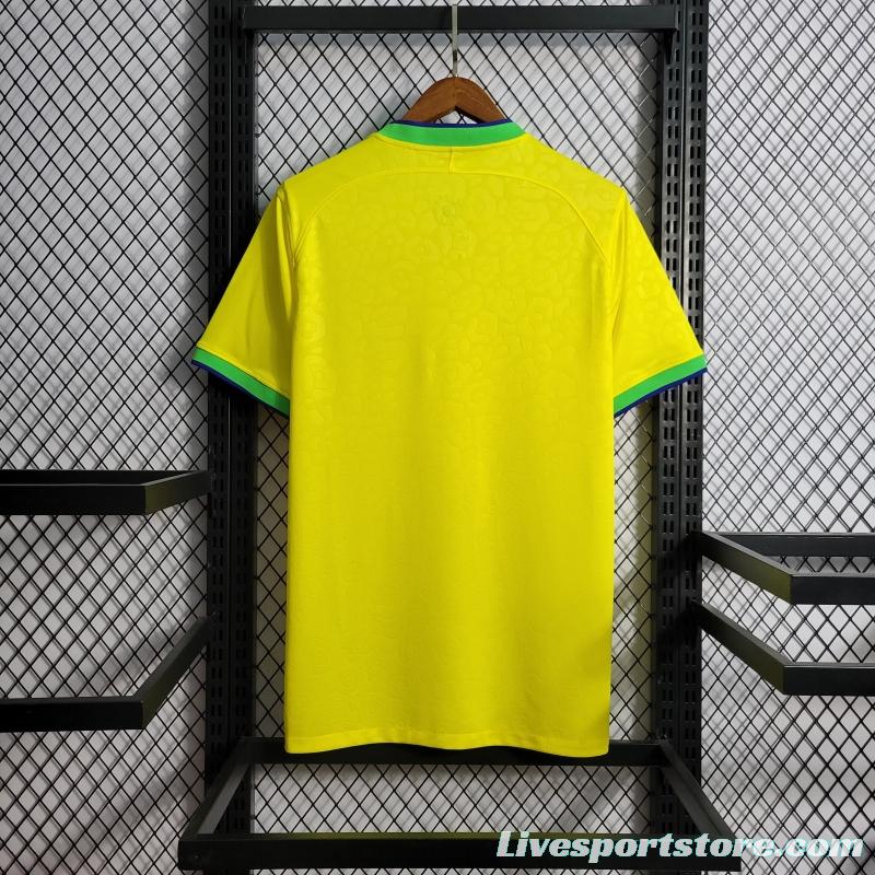 2022 Brazil Home National Team World Cup Soccer Jersey With Special Dragon Namesets