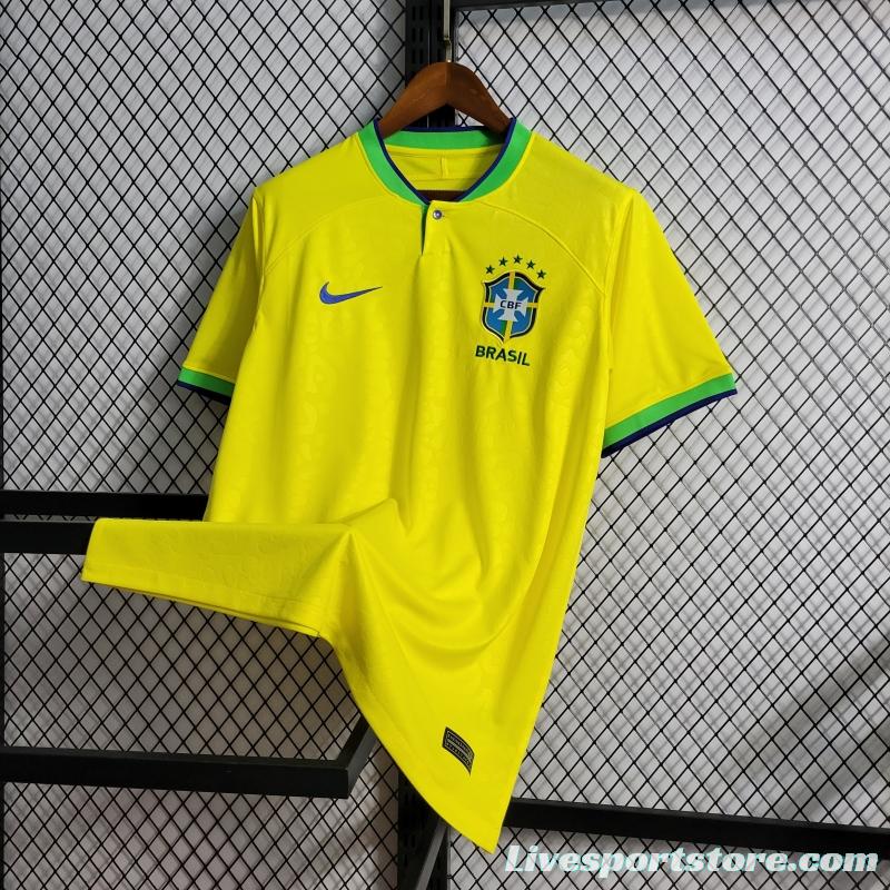 2022 Brazil Home National Team World Cup Soccer Jersey With Special Dragon Namesets