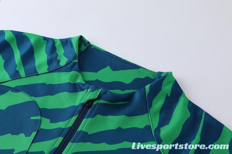 2022 Brazil Green Full Zipper Tracksuit