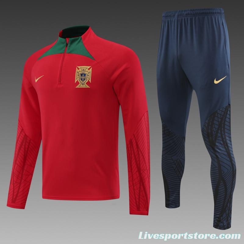 2022 Portugal Red Half Zipper Tracksuit