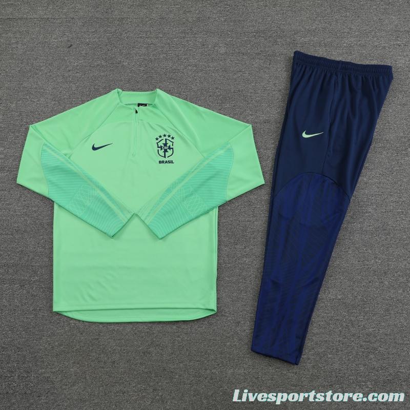 2022 Brazil Green Half Zipper Tracksuit