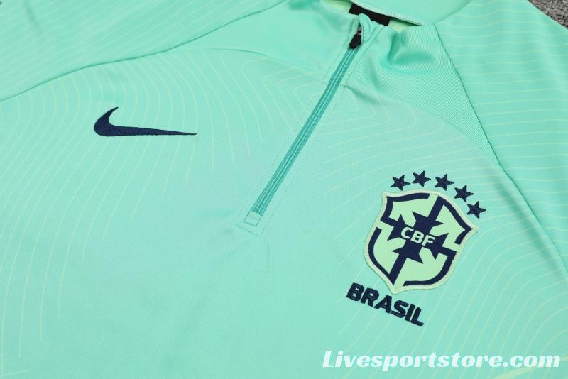 2022 Brazil Green Half Zipper Tracksuit