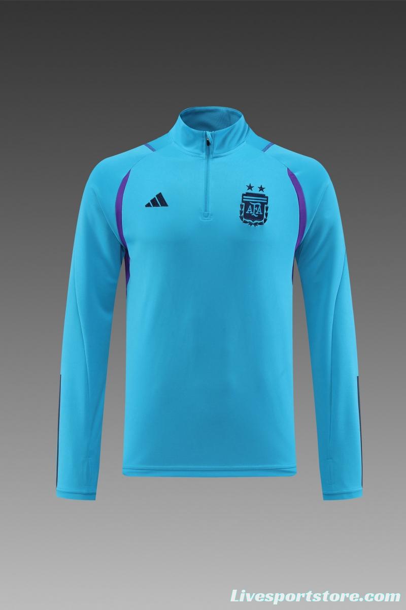 2022 Argentina Blue Half Zipper Tracksuit