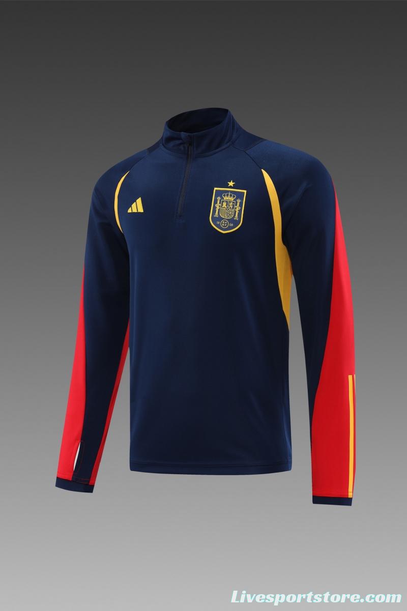 2022 Spain Navy Half Zipper Tracksuit