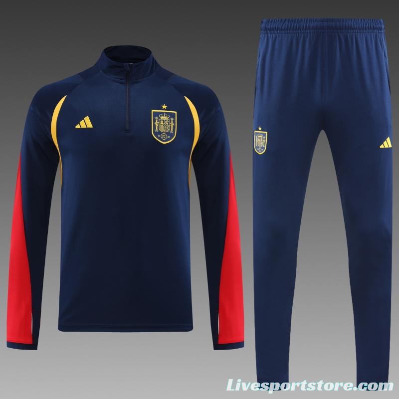 2022 Spain Navy Half Zipper Tracksuit