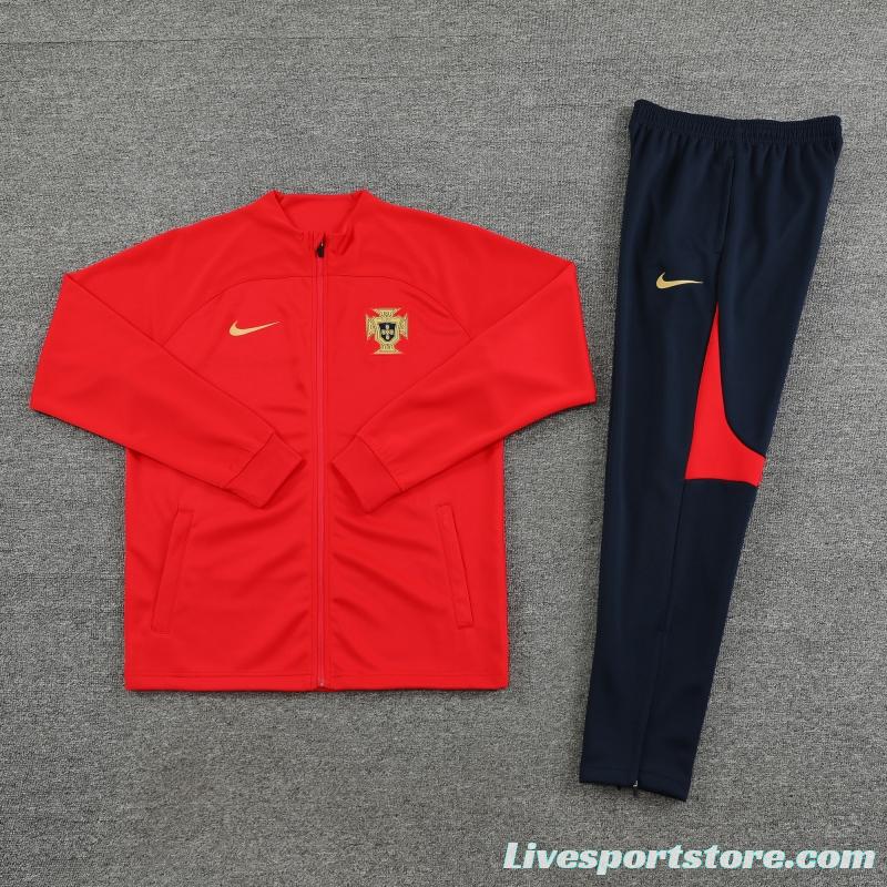 2022 Portugal Red Full Zipper Tracksuit