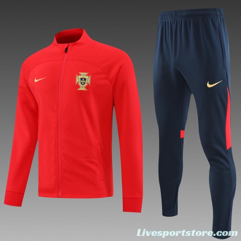 2022 Portugal Red Full Zipper Tracksuit