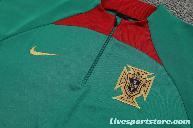 2022 Portugal Half Zipper Green Tracksuit