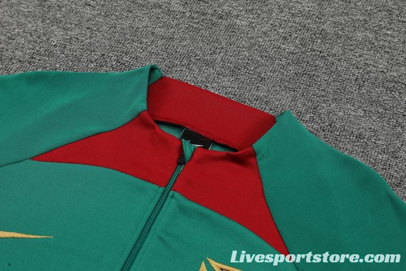 2022 Portugal Half Zipper Green Tracksuit