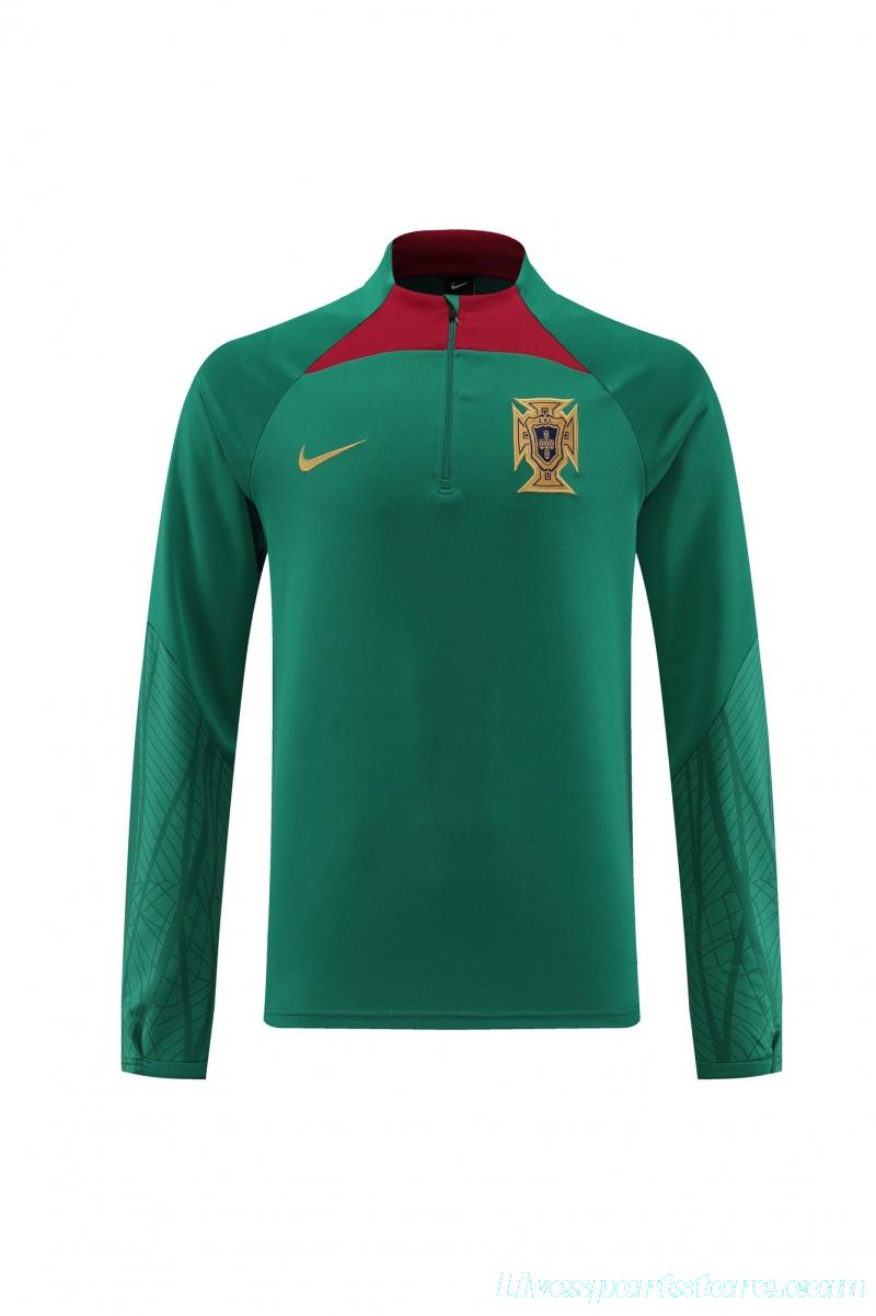 2022 Portugal Half Zipper Green Tracksuit