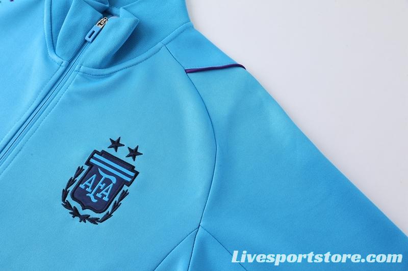 2022 Argentina Blue Full Zipper Tracksuit