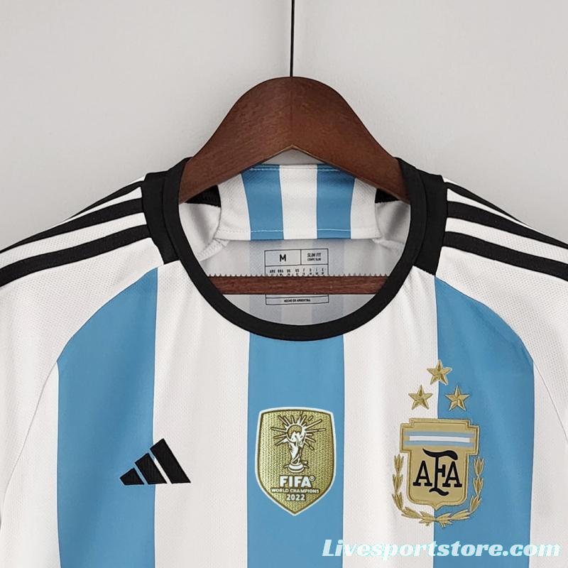 3 Stars 2022 Argentina Home Jersey With World Cup Champion Patches