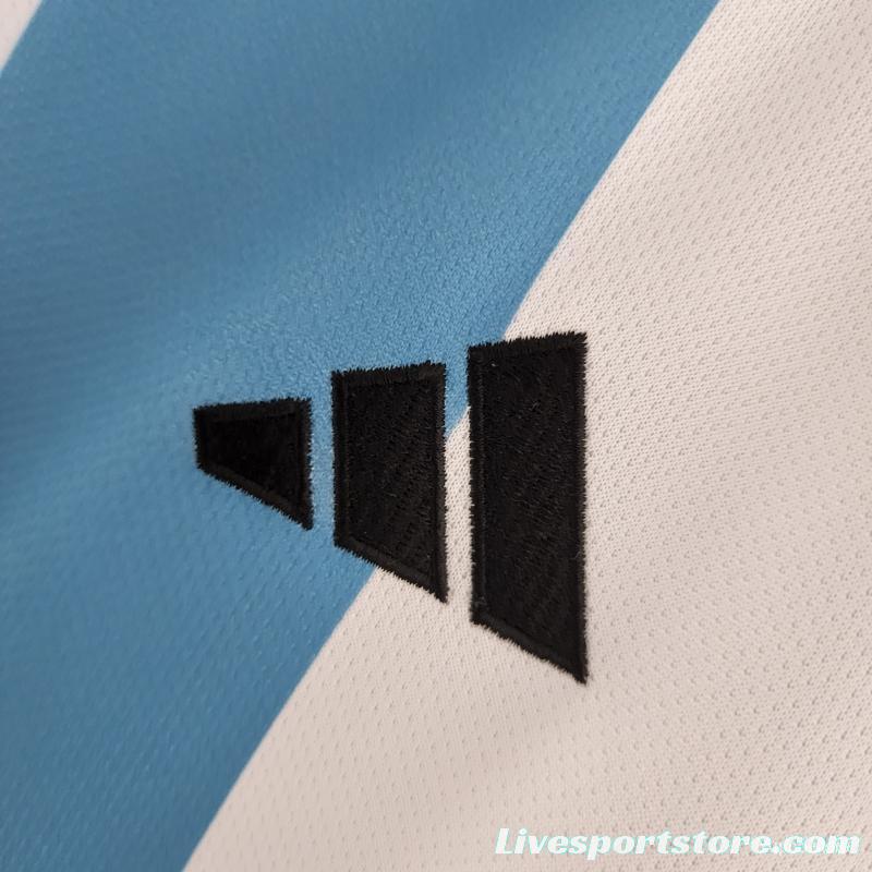 3 Stars 2022 Argentina Home Jersey With World Cup Champion Patches