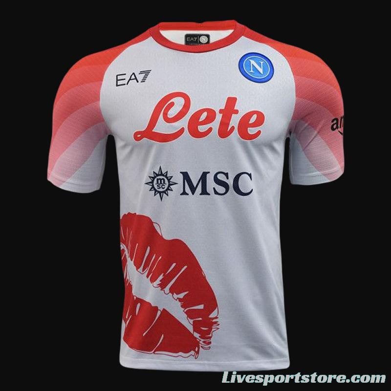 22/23 Napoli Valentine's White/Red Kiss Jersey