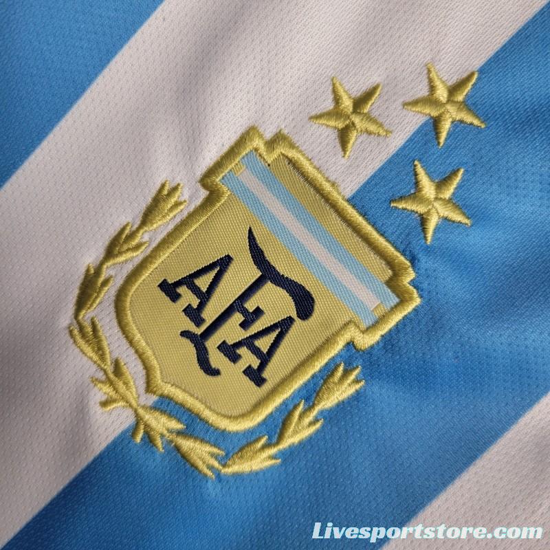 3-Stars 2023 Kids Argentina Home Jersey