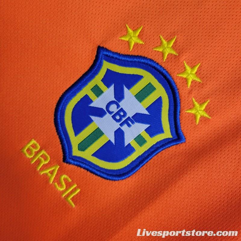 Retro Long Sleeve 1998 Brazil Goalkeeper Orange Jersey