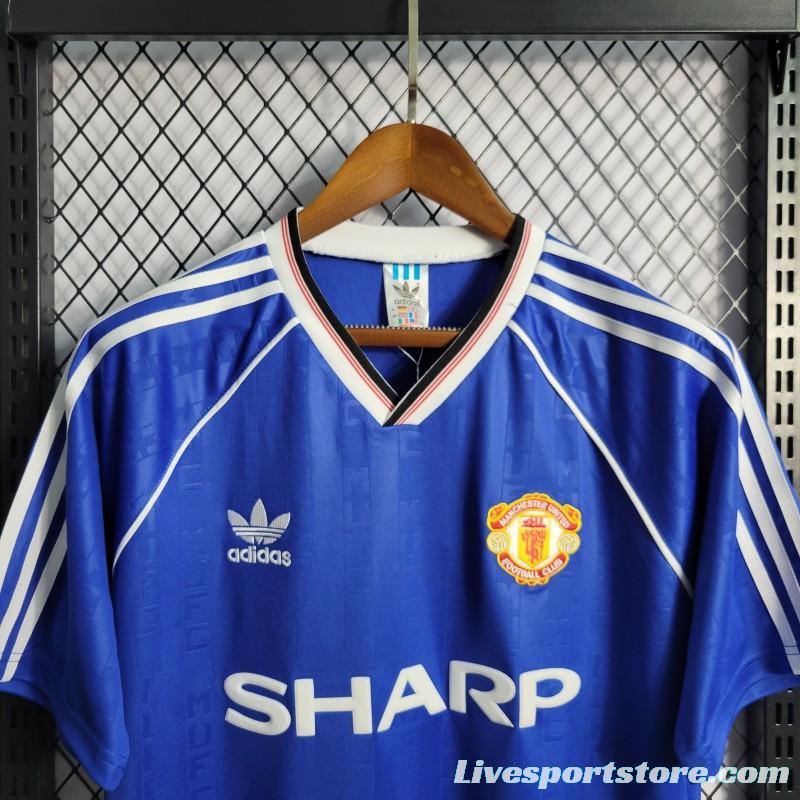 Retro 88/89 Manchester United Away Blue Jersey